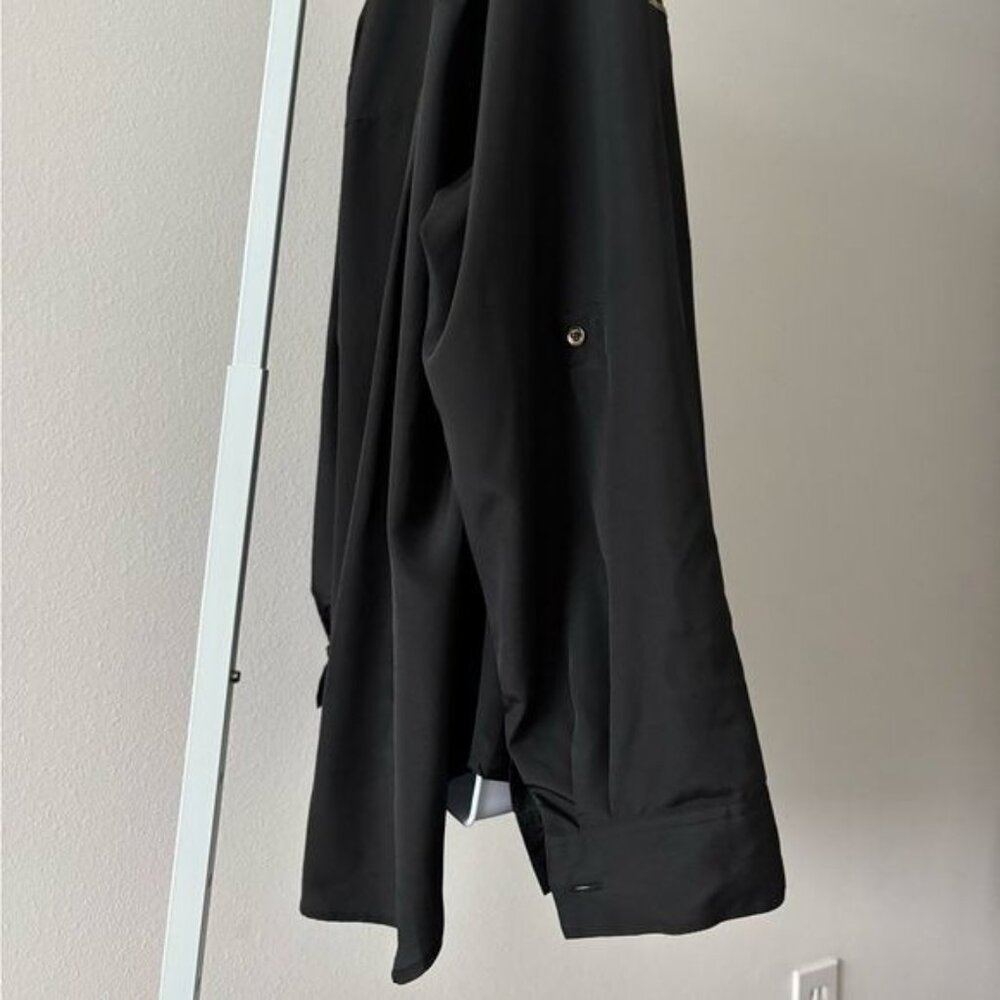Michael Kors Blouse 2X Zip Pockets V Neck Quiet Luxury Dark Academia Soft Girl - Picture 9 of 12